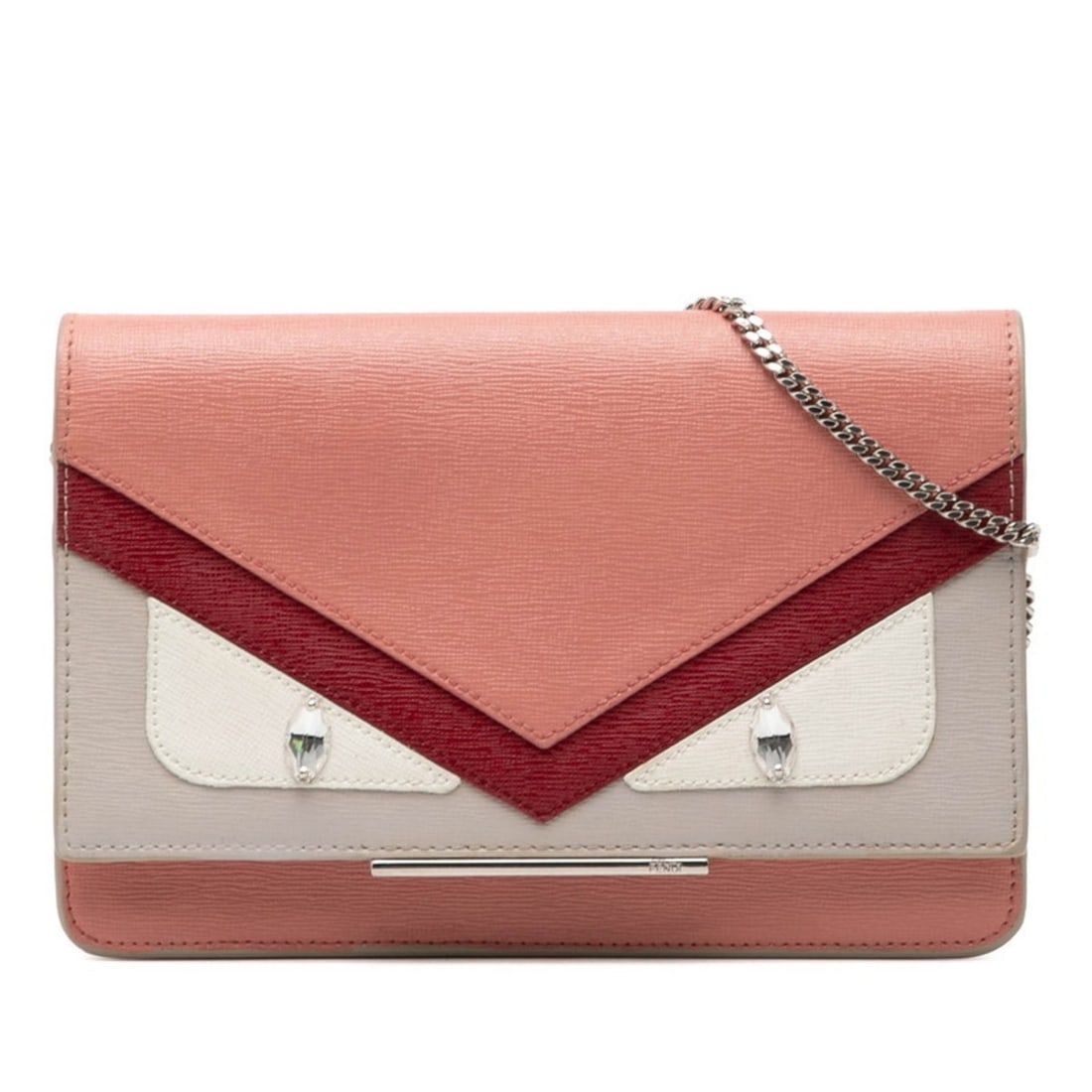 Fendi Bugs Monster Crossbody Wallet/Chain Wallet Shoulder Bag 8M0346 Pink Multicolor Leather Women's (1 of 10)