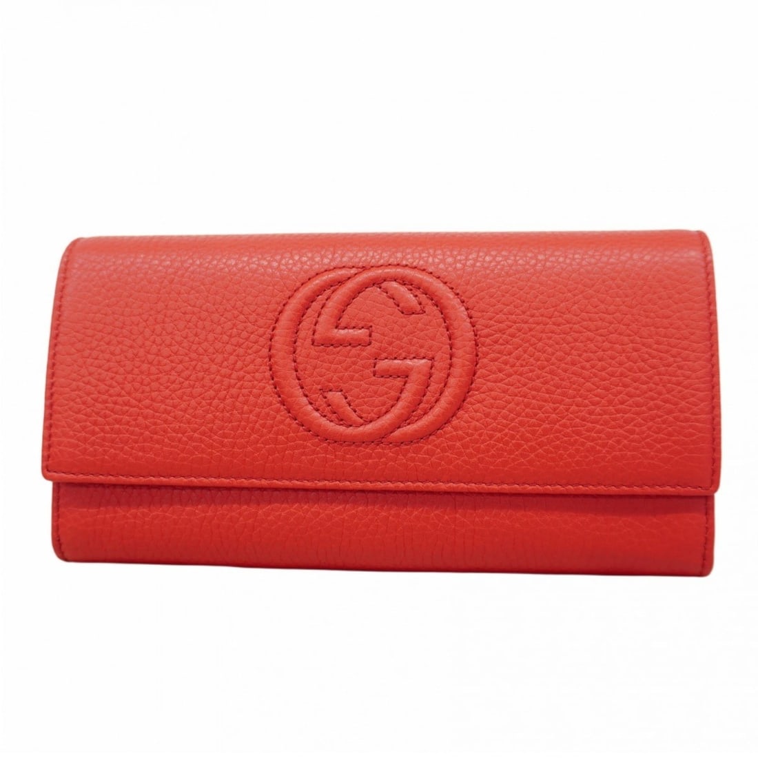 Gucci Soho Long Wallet 282414 Leather Red Champagne Women's (1 of 9)