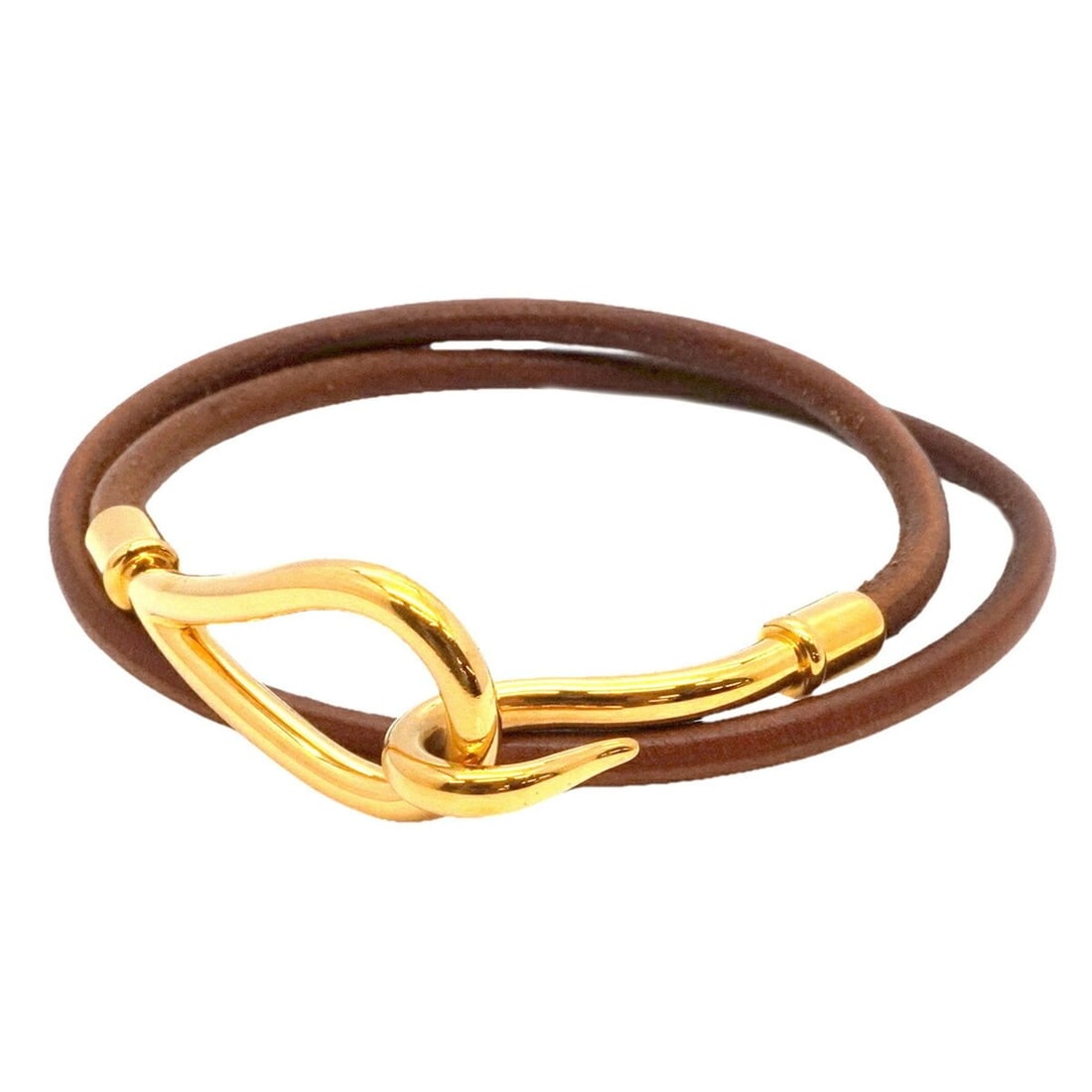 Hermes Hermès Bracelet Jumbo Hook GP Plated Leather Gold Brown Men's Women's: --- Catalog ---Category: SizeLength: 17.5cm / 6.88''Category: DesignType: Charm braceletColor: Brown, GoldGender: Men,WomenMaterial: Gold plating, LeatherCategory: GeneralBrand: Hermes--- Item List --