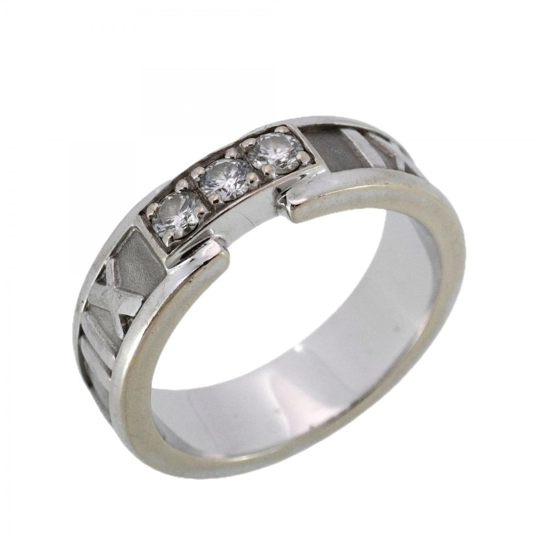 Tiffany Atlas 3PD Ring, 18K White Gold with Diamonds, Size 11, Women's: --- Catalog ---Category: SizeJP Size: 11US Size: 6Category: DesignType: Band ringStone: DiamondGender: WomenMaterial: White gold (18K)Category: GeneralBrand: Tiffany--- Item List ---Section: Condition