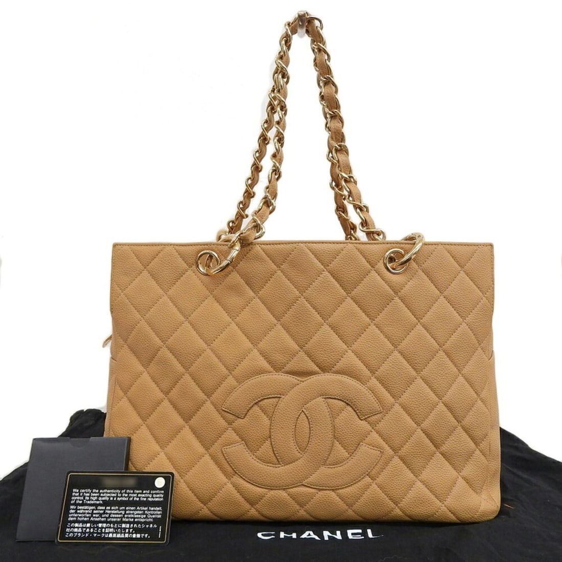 CHANEL Petit Timeless Chain Tote Bag A18004 No. 7 Caviar Skin Beige (1 of 11)