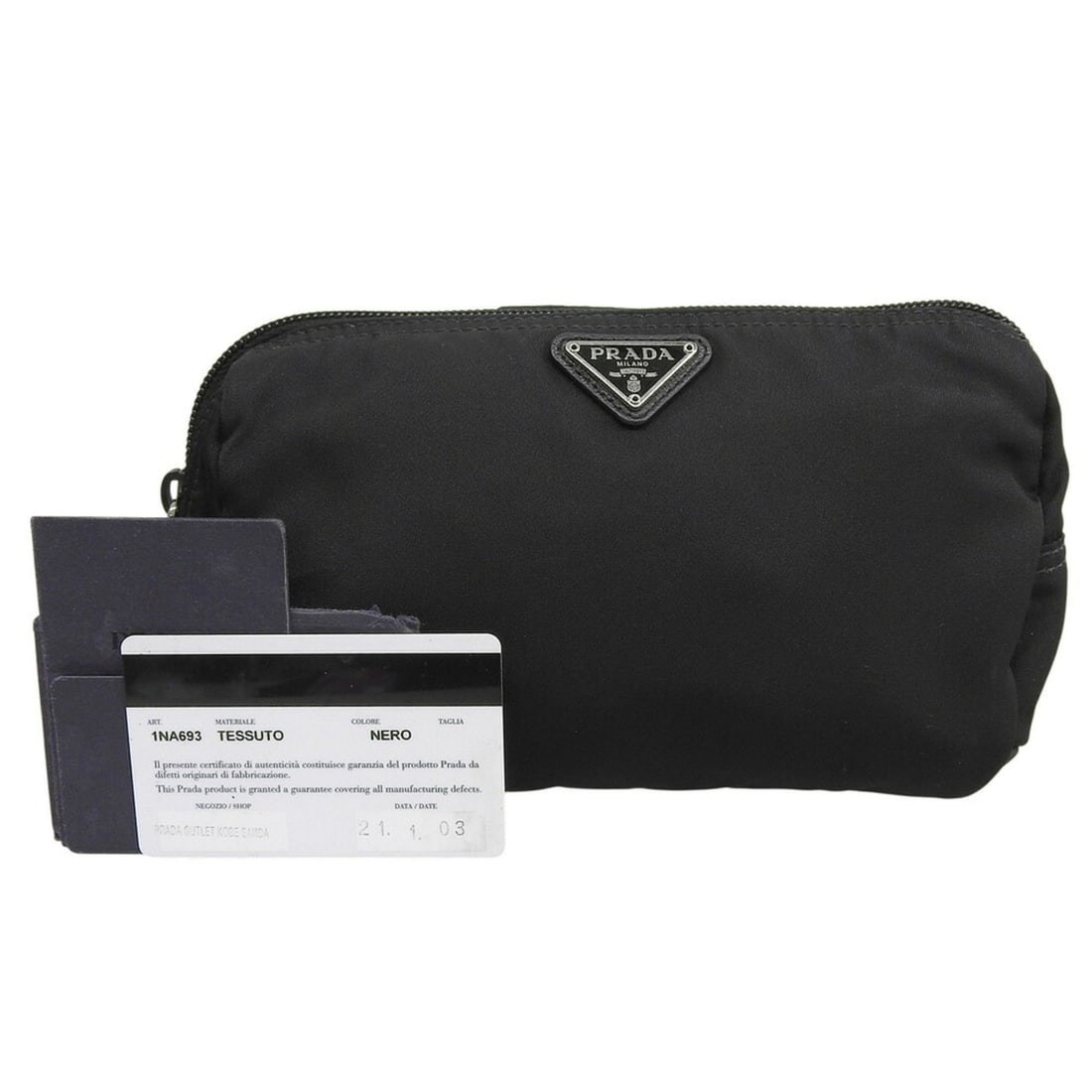 Prada Triangle Plate Pouch 1NA693 Nylon Black (1 of 12)