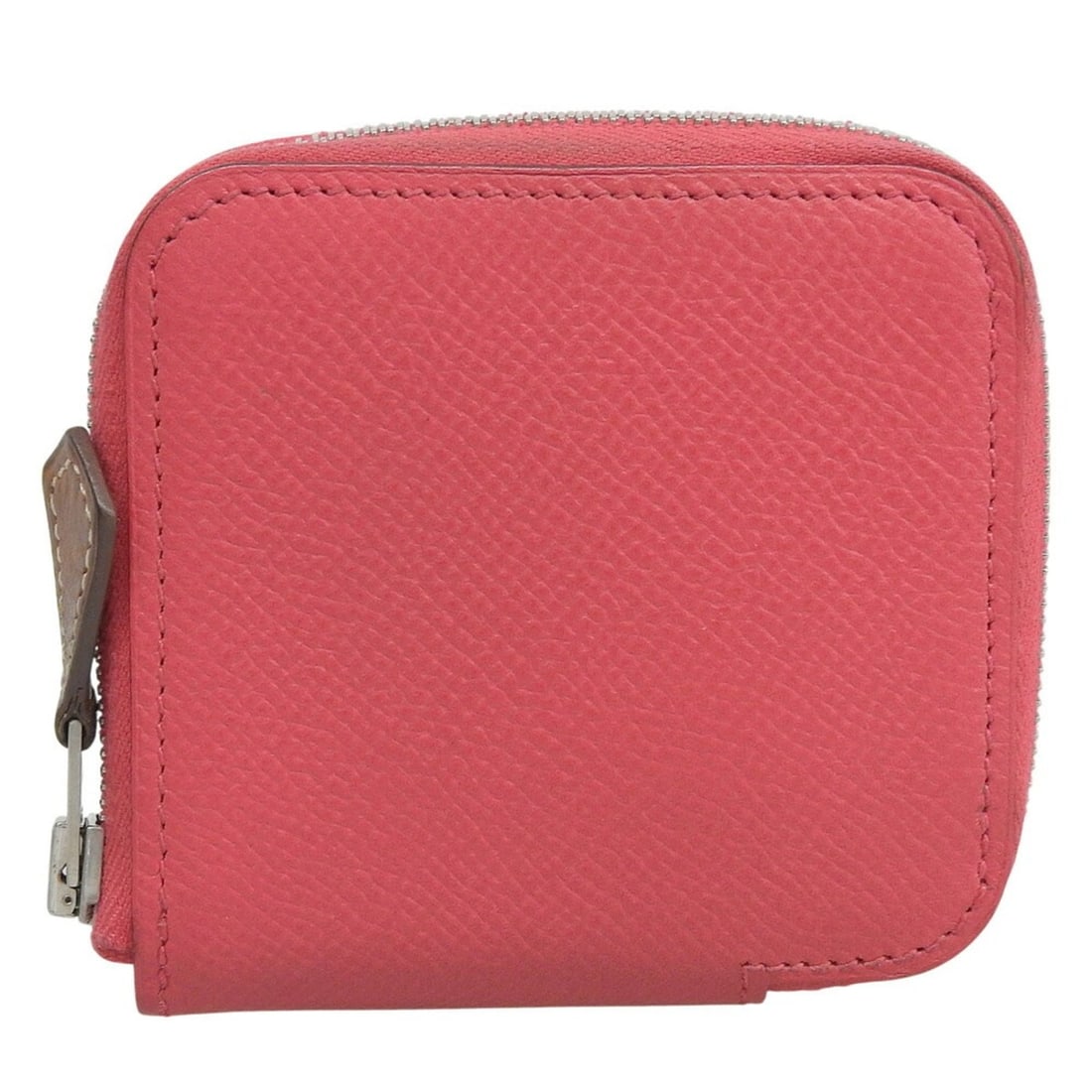 Hermes HERMES Azap Silkin Compact Mini A Engraved Coin Case Purse Epson Pink (1 of 9)