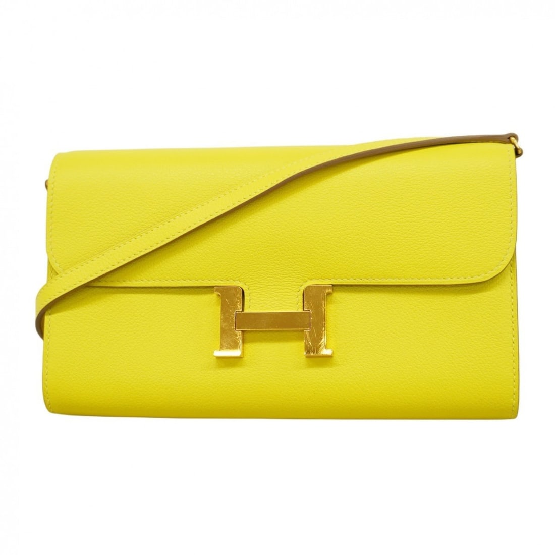 Hermes Hermès Constance Long To Go Evercolor Lime Shoulder Wallet with Z Stamp for Women (1 of 11)