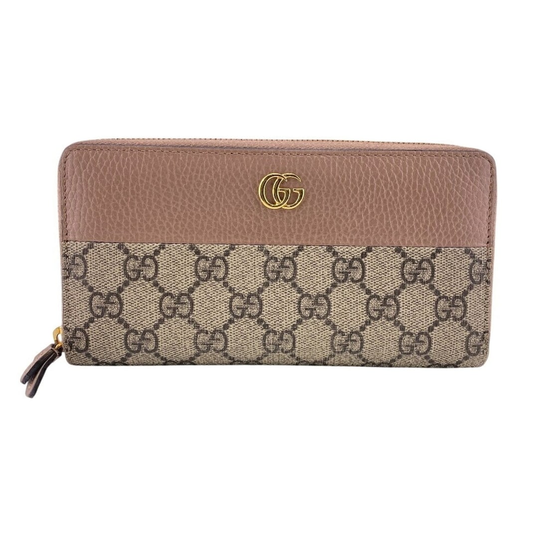 GUCCI 456117 Round GG Marmont Long Wallet, Beige, Women's (1 of 10)