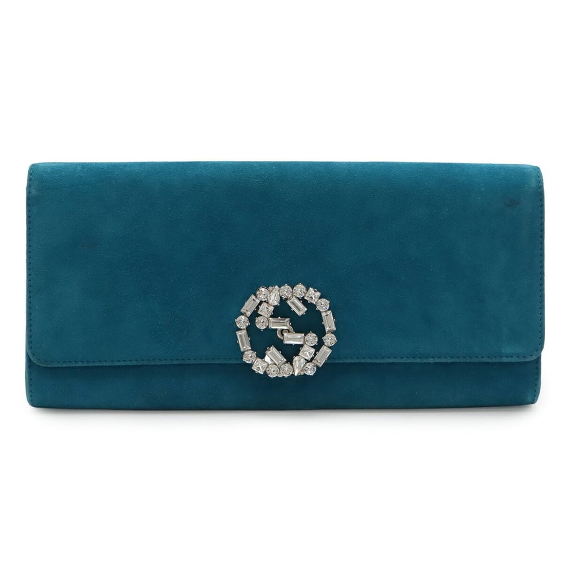 GUCCI GG Sparkling Clutch Bag - Suede with Crystals, Peacock Blue, 355633 (1 of 9)