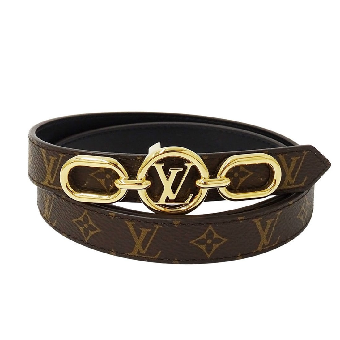 Louis Vuitton Women's Monogram Canvas Belt, LV Circle Prime 20mm Reversible Belt in Noir and Black, (1 of 20)