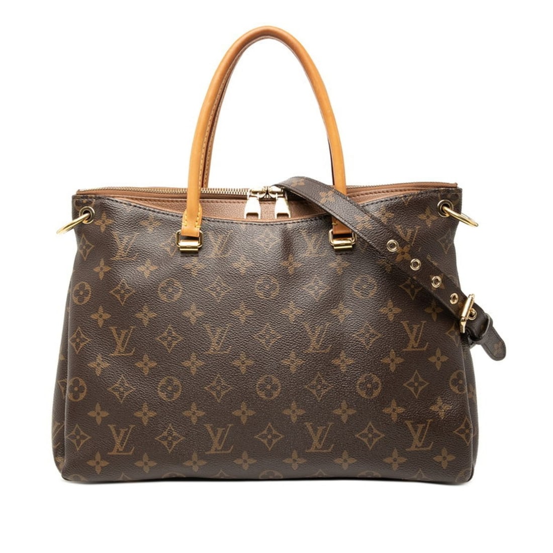 Louis Vuitton Monogram Pallas Handbag/Shoulder Bag, 2-Way, M40907, Avane Brown Leather, Women's, (1 of 12)