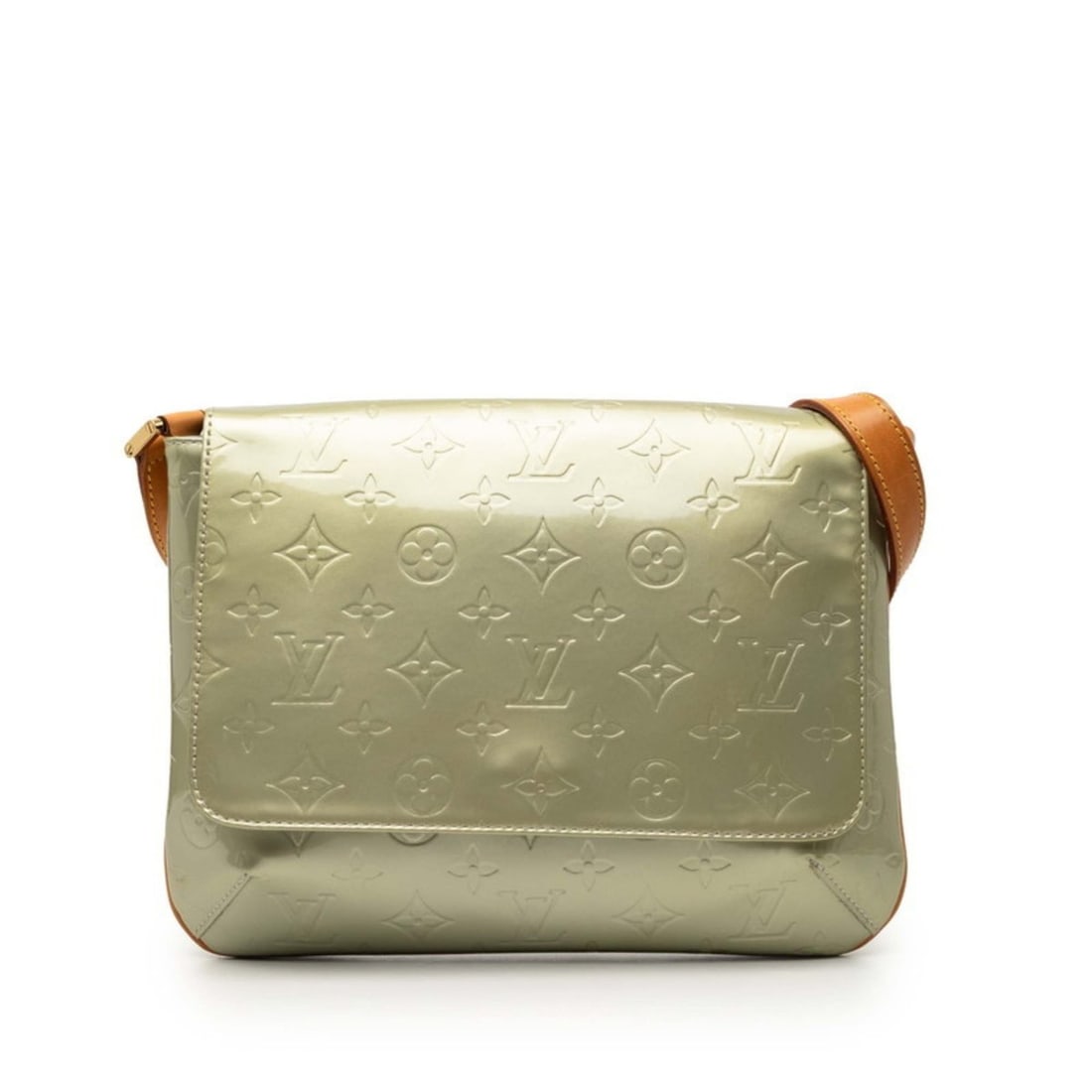 Louis Vuitton Monogram Vernis Thompson Street One-Shoulder Bag M91069 in Green and Silver Patent: --- Catalog ---Category: SizeSize (HxWxD): 21cm x 26cm x 7cm / 8.26'' x 10.23'' x 2.75''Category: DesignType: Shoulder bagColor: Gris, SilverGender: WomenMaterial: Patent leather Category: GeneralMPN: