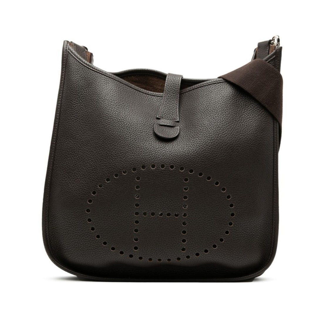 Hermès Evelyne 3 Trois GM Crossbody Shoulder Bag in Dark Brown Togo, Women's HERMES: --- Catalog ---Category: SizeSize (HxWxD): 30cm x 32cm x 9cm / 11.81'' x 12.59'' x 3.54''Category: DesignType: Shoulder bagColor: Dark brownGender: WomenMaterial: Togo leather Category: GeneralBrand: