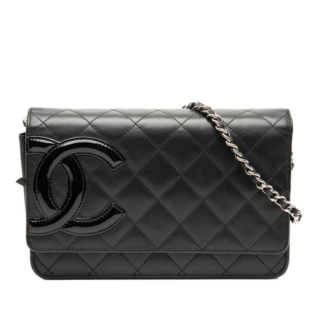 CHANEL Cambon Line Coco Mark Chain Wallet Shoulder Bag in Black Lambskin for Women: --- Catalog ---Category: SizeSize (HxWxD): 12cm x 19cm x 4cm / 4.72'' x 7.48'' x 1.57''Category: DesignType: Shoulder bagColor: BlackGender: WomenMaterial: Leather Leather/Fur Type: LambskinCategory: