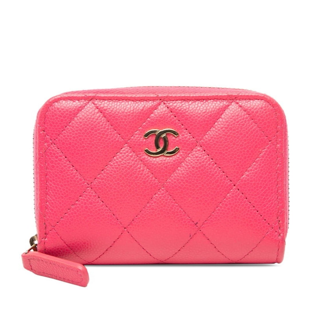 CHANEL Matelasse Coco Mark Wallet/Coin Case, Pink Caviar Leather, Women's (1 of 14)