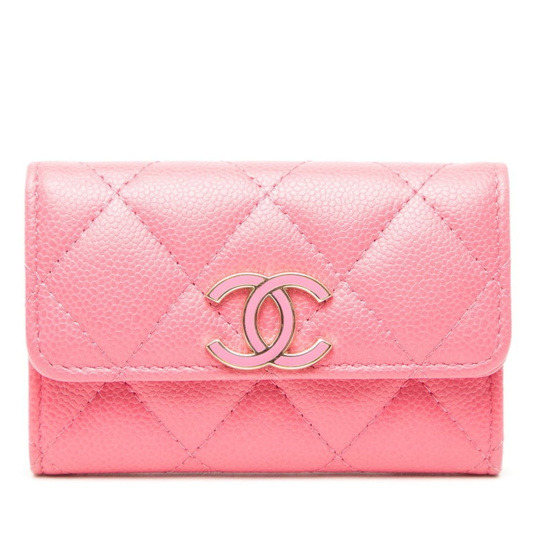 CHANEL Matelasse Coco Mark Wallet/Coin Case, Pink Caviar Leather, Women's (1 of 18)