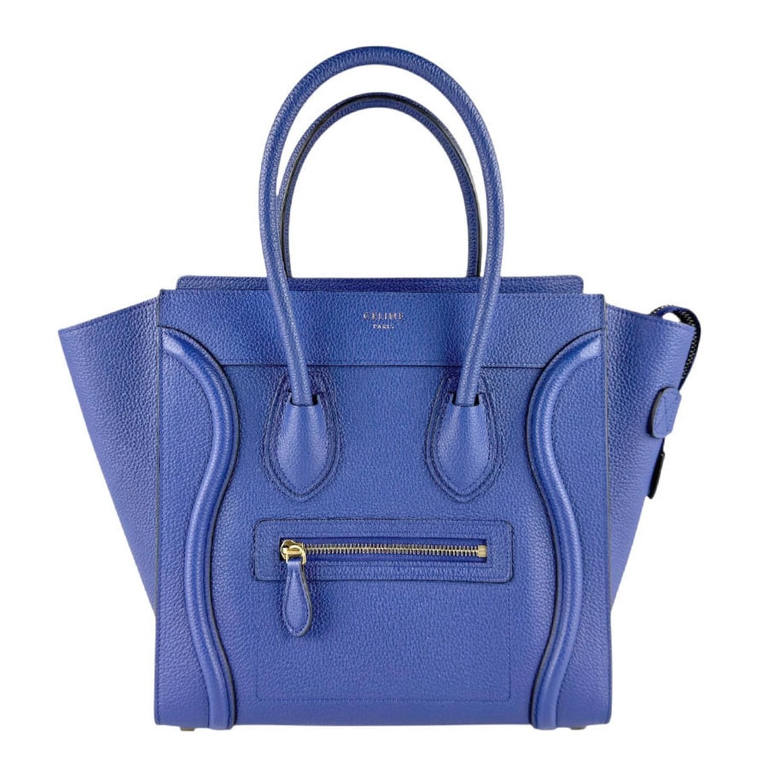 Celine Luggage Micro Shopper Handbag, Leather, Blue, Women's, Z8612 (1 of 17)