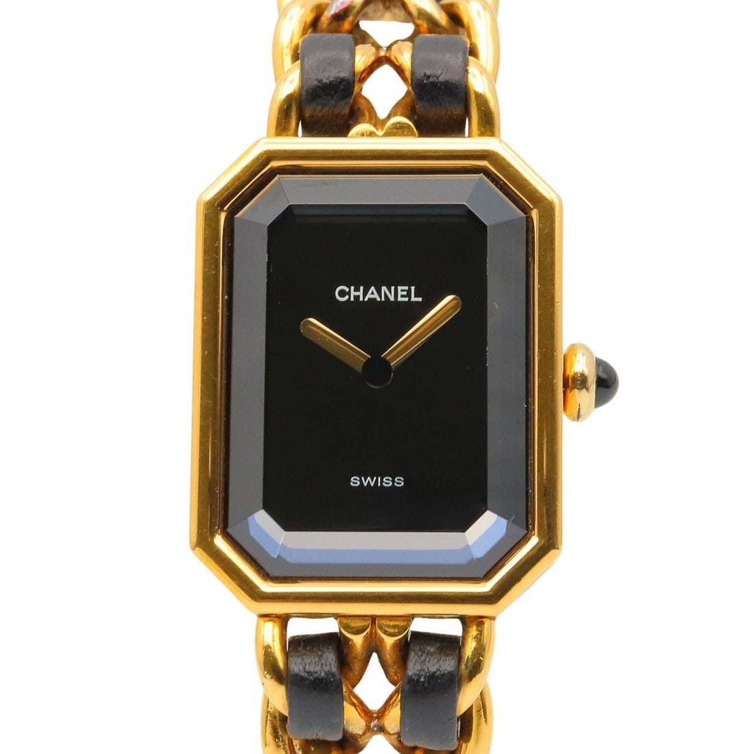 CHANEL Premiere S Watch, Gold-Plated, with Leather Strap, Black, Women's, H0001: --- Catalog ---Category: SizeWrist Size: 13.5cm / 5.31''Case Diameter: 20mm / 0.79''Category: DesignType: WristwatchGender: WomenColor (Dial): BlackMaterial (Band): Gold plated, LeatherMaterial (Case)