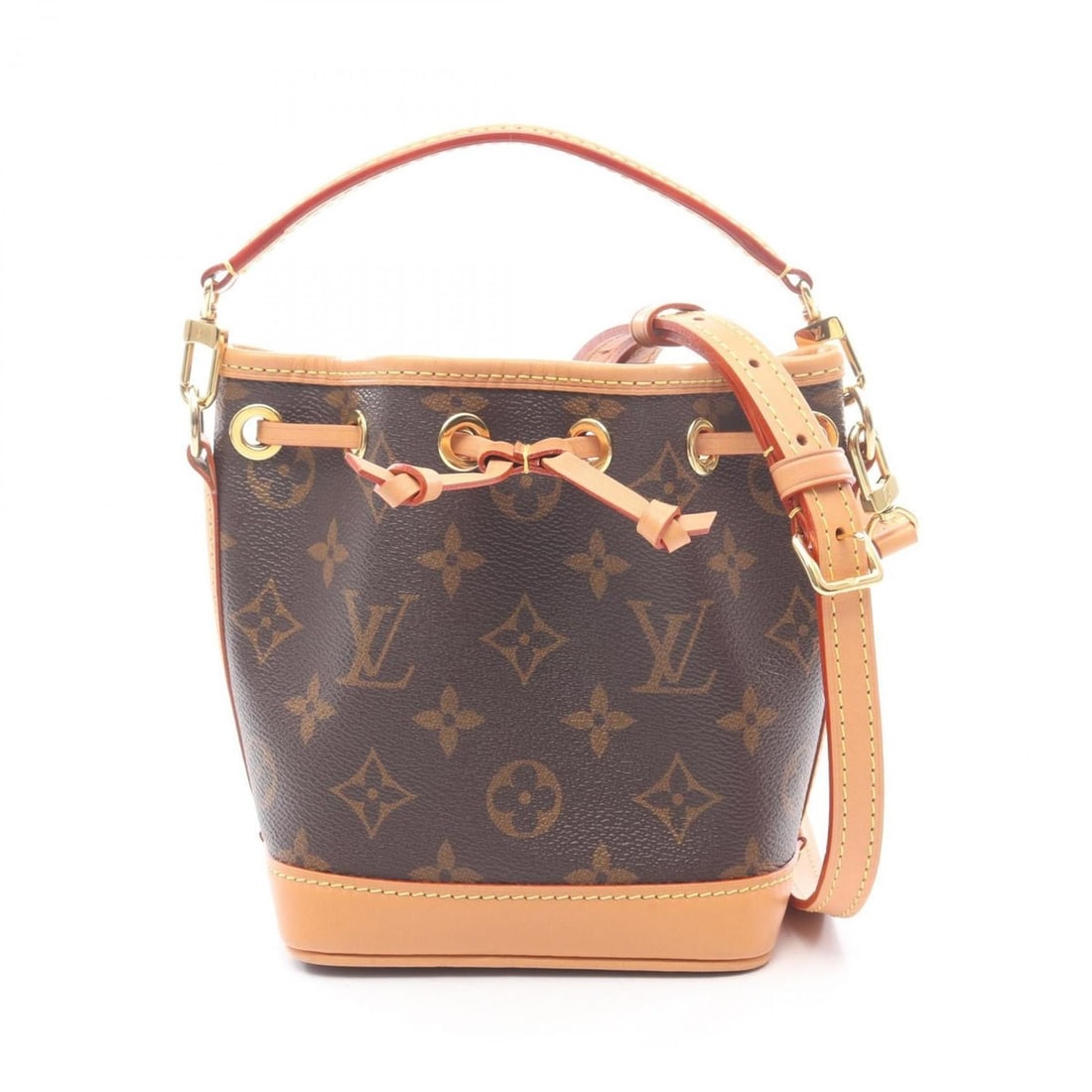 Louis Vuitton Nano Noe Handbag, Coated Canvas and Leather, Monogram, Women's, Brown, M81266 (1 of 10)