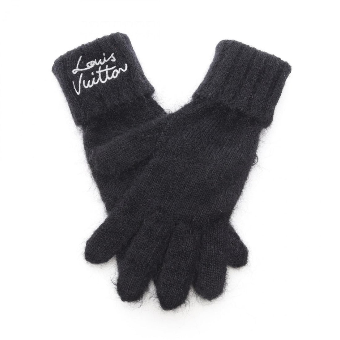 Louis Vuitton LV Script Gloves, Nylon, Wool, and Mohair, Women's, Black (1 of 12)