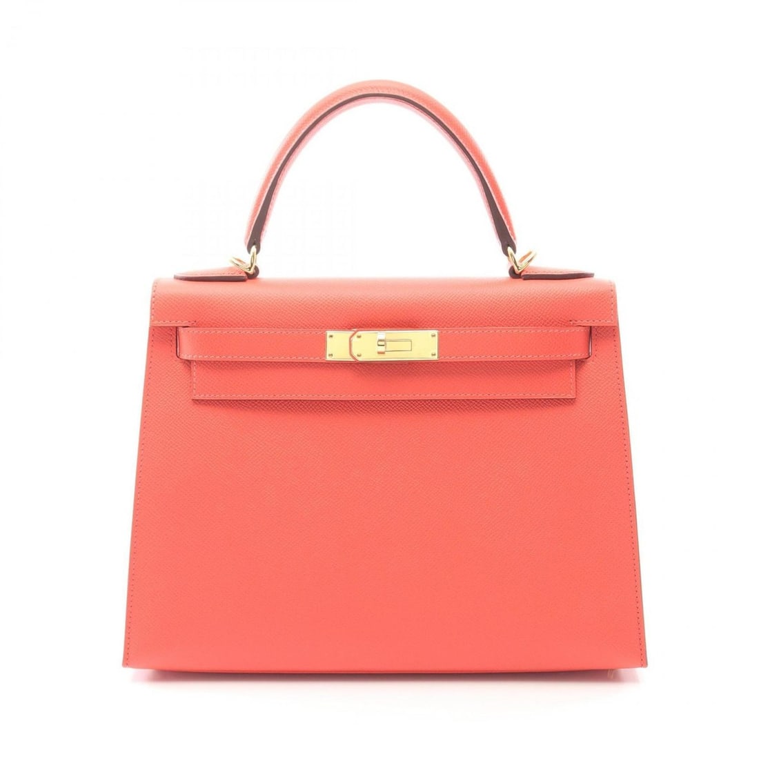 Hermes Hermès Kelly 28 handbag in calfskin leather (cowhide) and Epsom leather, red for women.: --- Catalog ---Category: SizeSize (HxWxD): 21cm x 28cm x 11cm / 8.26'' x 11.02'' x 4.33''Category: DesignType: HandbagColor: Red colorGender: WomenMaterial: Epsom leather , Leather Leather/Fur Type: C