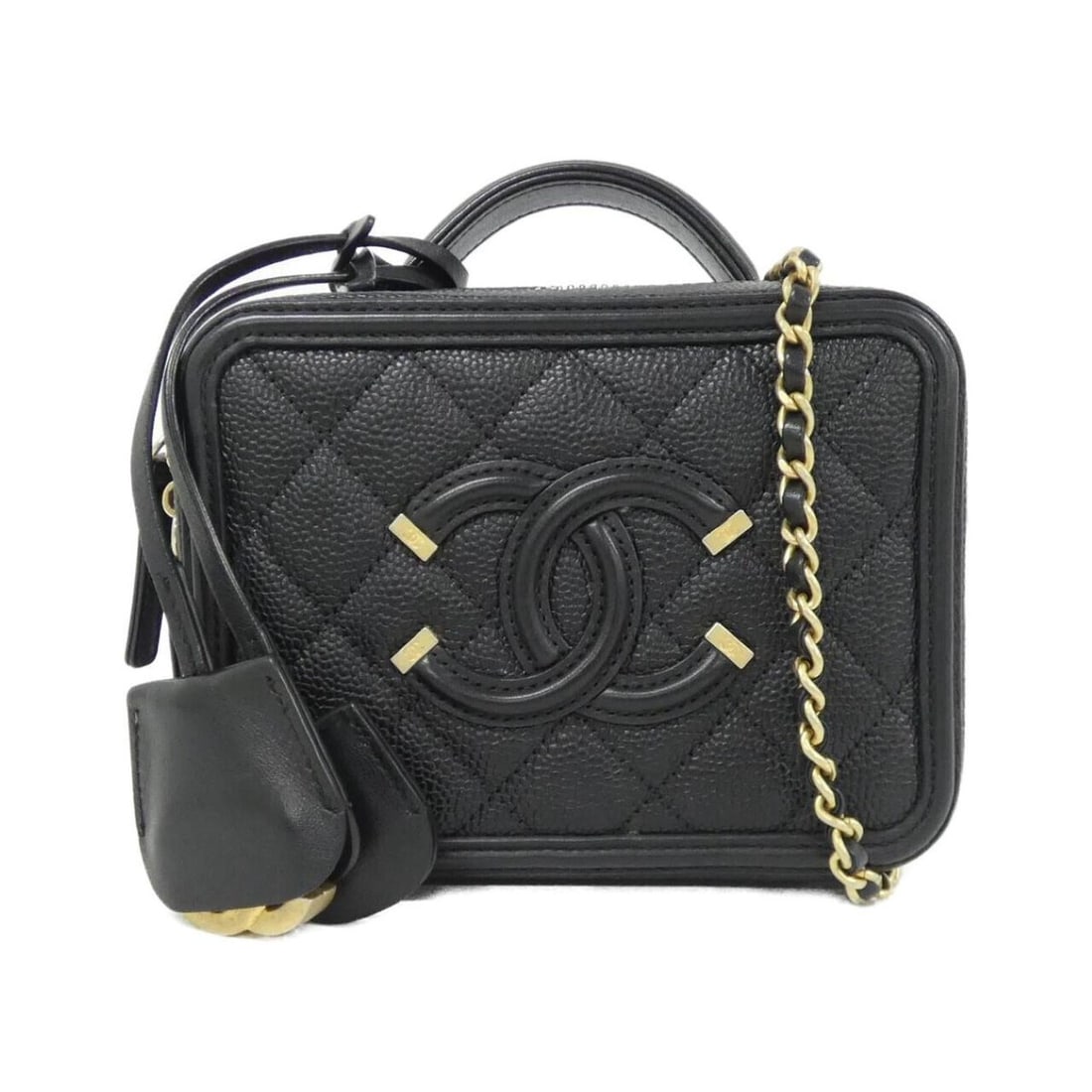 Chanel 93342 Shoulder Bag: --- Catalog ---Category: SizeSize (HxWxD): 12cm x 16cm x 8cm / 4.72'' x 6.29'' x 3.14''Category: DesignType: Shoulder bagColor: BlackGender: WomenMaterial: Grained Calfskin Hardware Color: Matte