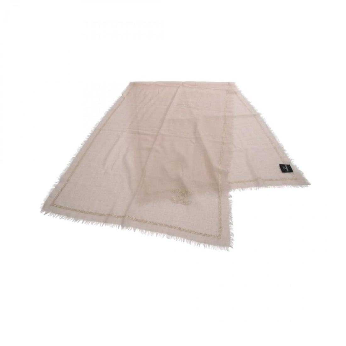 Chanel Coco Mark scarf/scarf, cashmere, women's, beige (1 of 16)