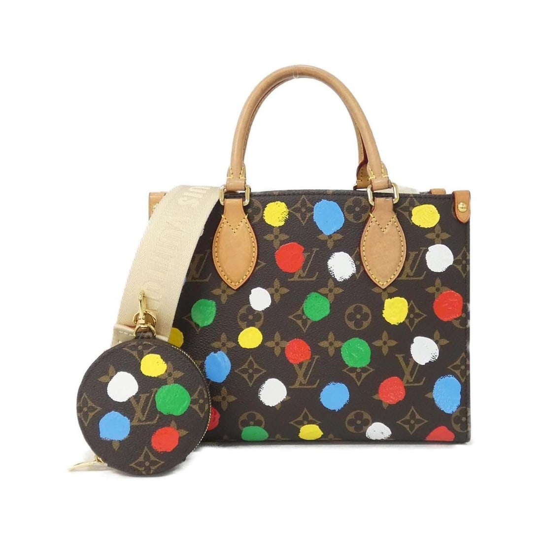 Louis Vuitton Monogram (LV x YK) On the Go PM M46380 Handbag: --- Catalog ---Category: SizeSize (HxWxD): 19cm x 25cm x 11cm / 7.48'' x 9.84'' x 4.33''Category: DesignType: Handbag, PouchColor: MarronGender: Women,MenMaterial: Coated canvas Hardware Color: