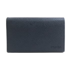 Prada PRADA Business Card Case, Leather, Navy Blue, Men's, r11004a