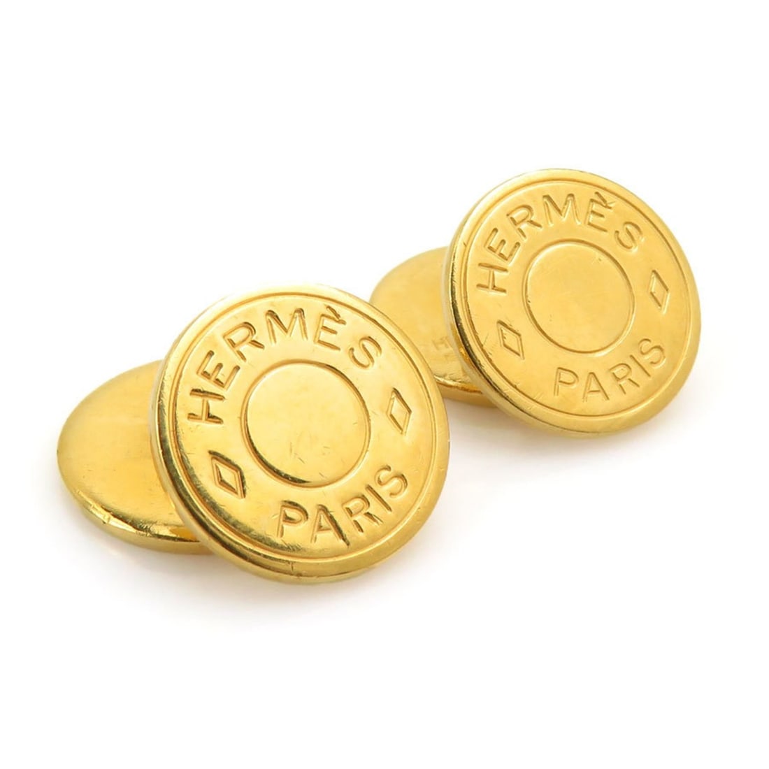 Hermes Hermès Serie Metal Gold Cufflinks for Men r10997a: --- Catalog ---Category: SizeSize (HxWxD): 15.00mm x 15.00mm x 15.00mm / 0.59'' x 0.59'' x 0.59''Category: DesignType: CufflinksColor: GoldGender: MenMaterial: MetalCategory: GeneralBrand: Hermes--- I