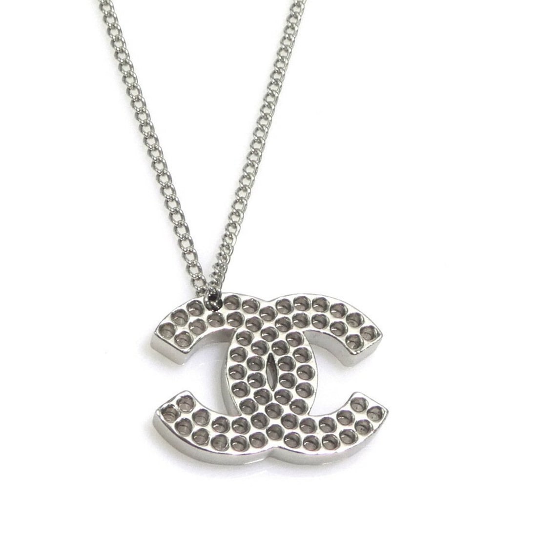 CHANEL Coco Mark Metal Silver Necklace for Women e61472i (1 of 12)