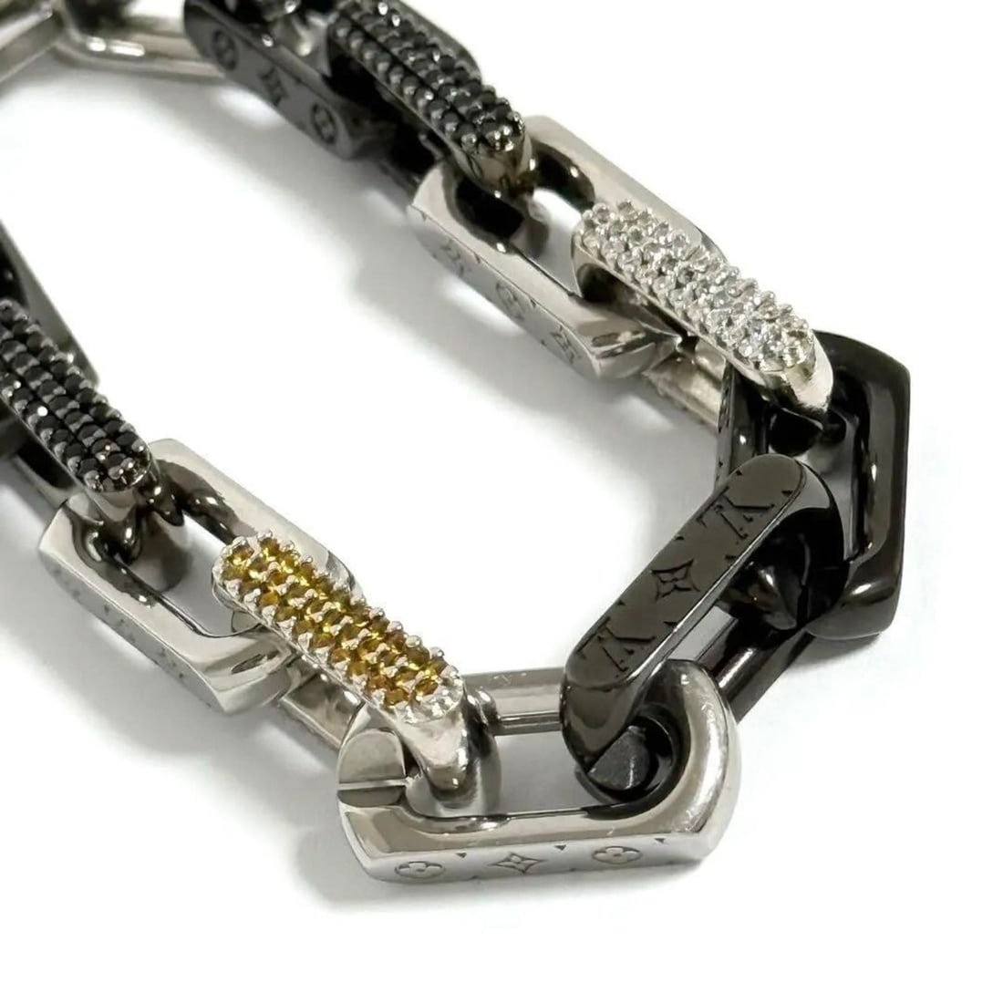 Louis Vuitton Men's Monogram Chain Bracelet, Medium: --- Catalog ---Category: SizeLength: 16.5cm / 6.49''Category: DesignType: Charm braceletGender: MenMaterial: Metal, RhinestoneCategory: GeneralBrand: Louis Vuitton--- Item List ---Section: