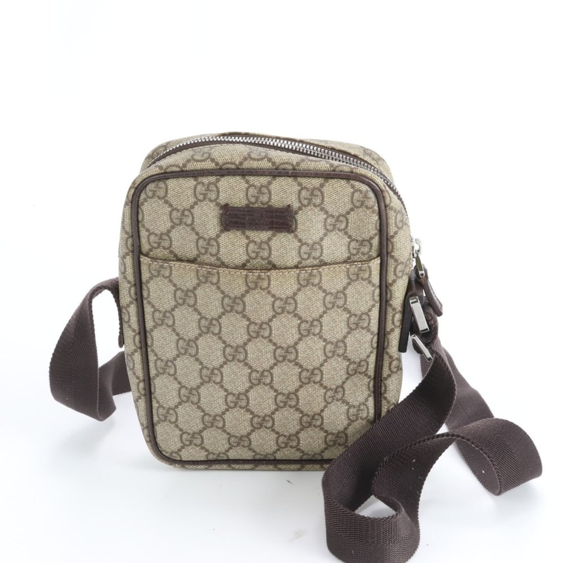 Gucci GG Supreme 122754 Leather Messenger Shoulder Bag, Brown, Men's: --- Catalog ---Category: SizeSize (HxWxD): 20cm x 15cm x 5cm / 7.87'' x 5.9'' x 1.96''Category: DesignType: Shoulder bagColor: BrownGender: MenMaterial: Leather , Coated canvas Category: GeneralMPN: 1