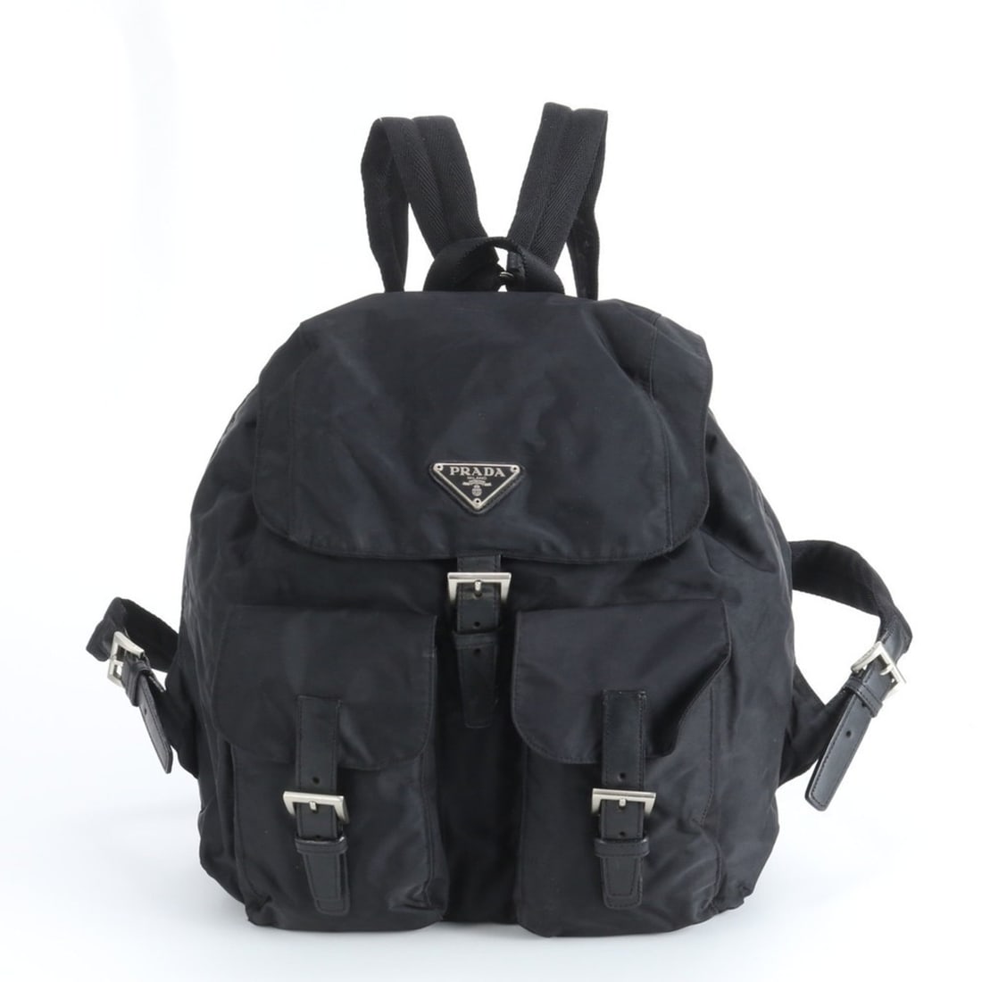 Prada Tessuto Nylon Tri-Leather Backpack Shoulder Bag Black Women's: --- Catalog ---Category: SizeSize (HxWxD): 27cm x 29cm x 15cm / 10.62'' x 11.41'' x 5.9''Category: DesignType: Backpack, Shoulder bagColor: BlackGender: WomenMaterial: Nylon , Leather Category: Genera