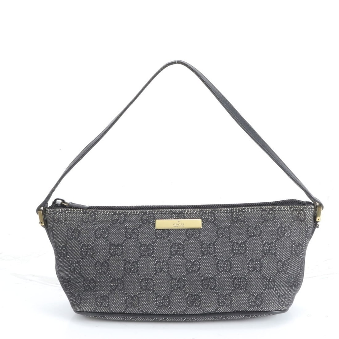 Gucci GG Canvas 07193 Leather Handbag Black Pouch Women's (1 of 9)