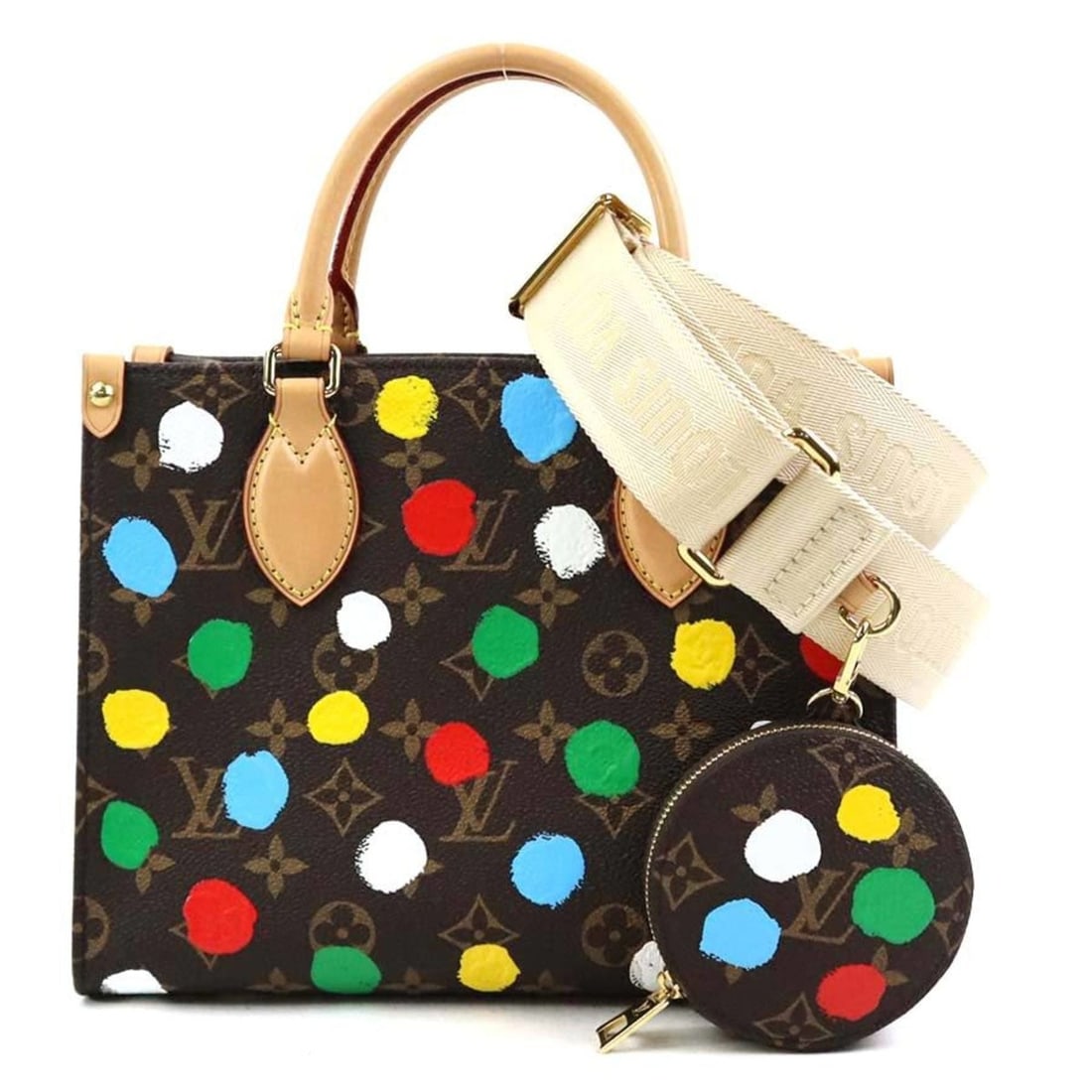 Louis Vuitton On the Go PM Monogram Canvas Handbag/Shoulder Bag in Brown and Multicolor (LV x YK) -: --- Catalog ---Category: SizeSize (HxWxD): 19cm x 24.5cm x 10cm / 7.48'' x 9.64'' x 3.93''Category: DesignType: Handbag, Shoulder bagColor: Brown, Monogram, Multi-colorGender: WomenMaterial: Monogram