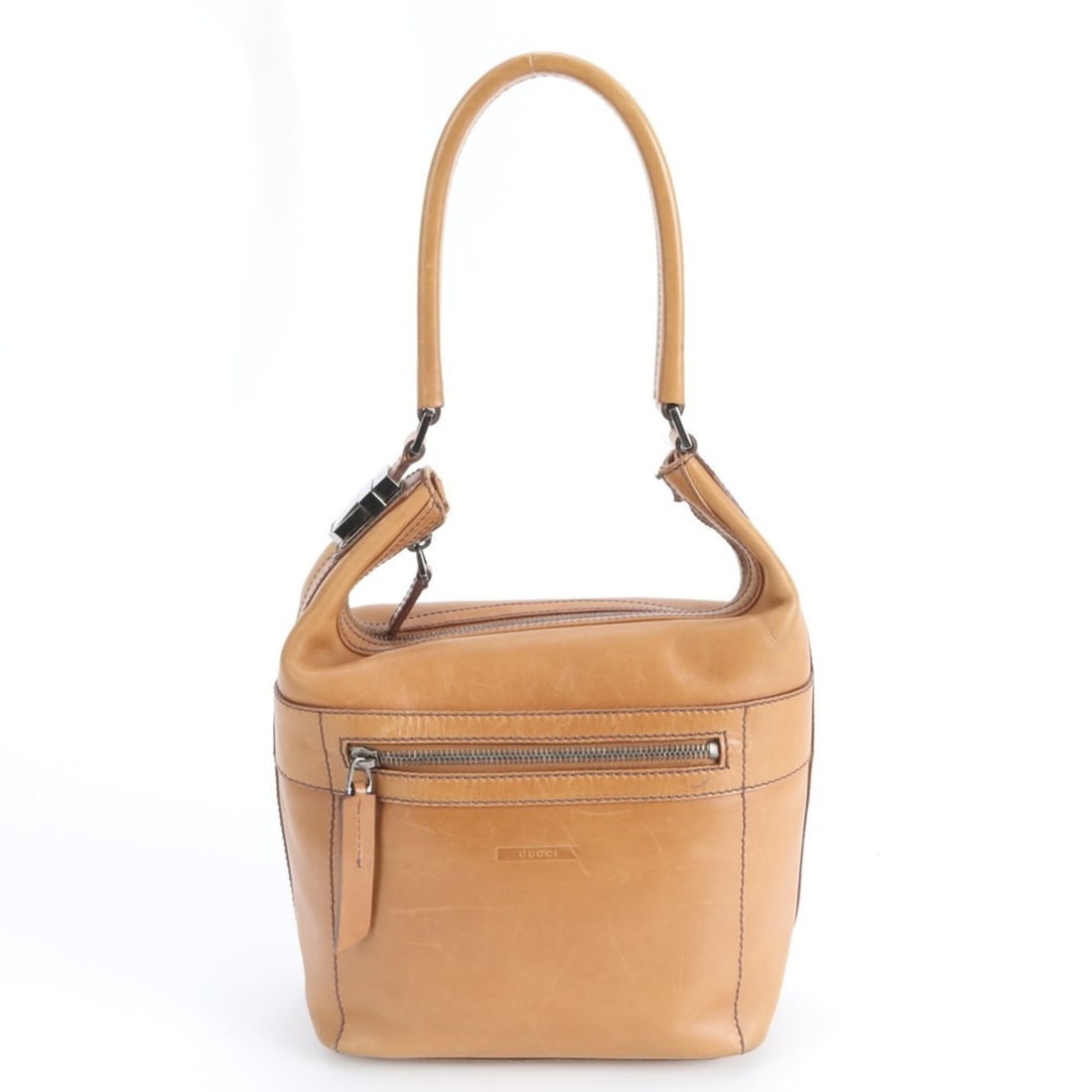 Gucci 001-4299 Leather One-Shoulder Bag Handbag Brown Women's (1 of 12)