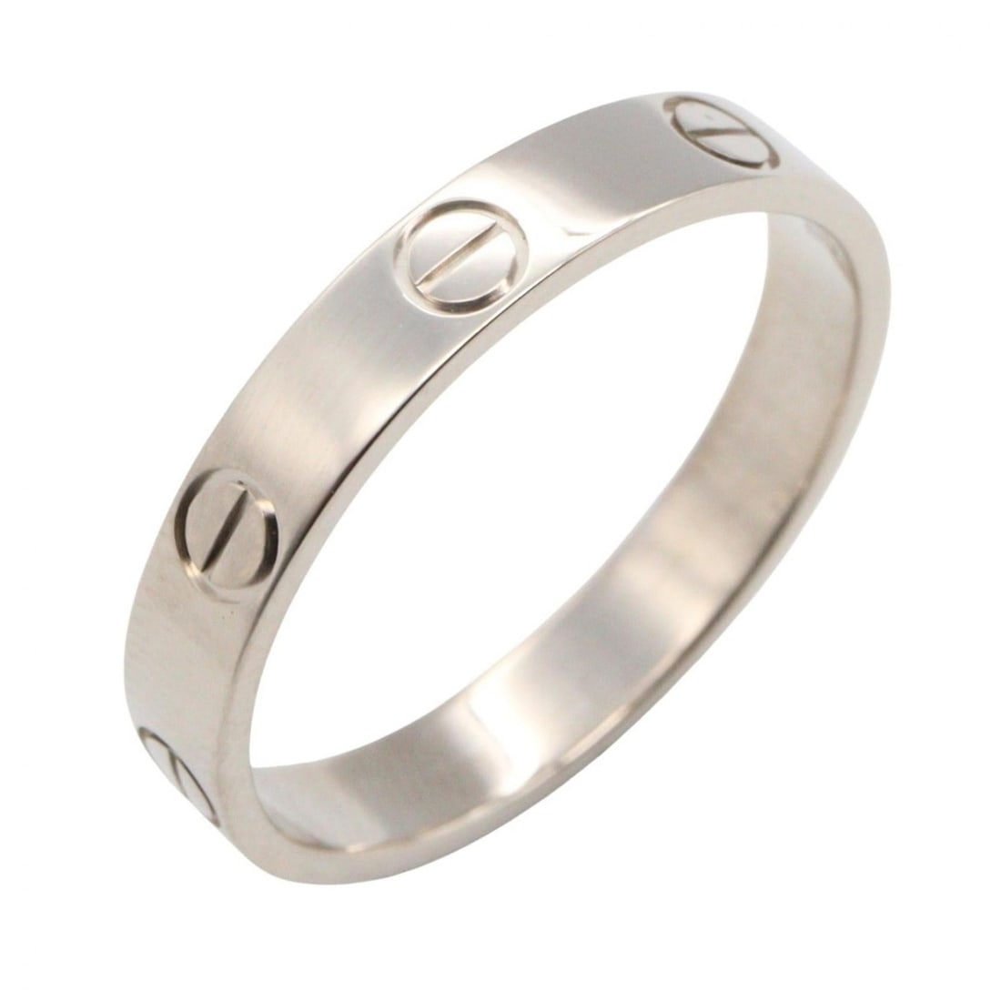 Cartier Mini Love Ring, 18K White Gold, Men's and Women's, Silver: --- Catalog ---Category: SizeJP Size: 15.5US Size: 7.5Category: DesignType: Band ringColor: White goldGender: Men,WomenMaterial: White gold (18K)Category: GeneralBrand: Cartier--- Item List ---Section
