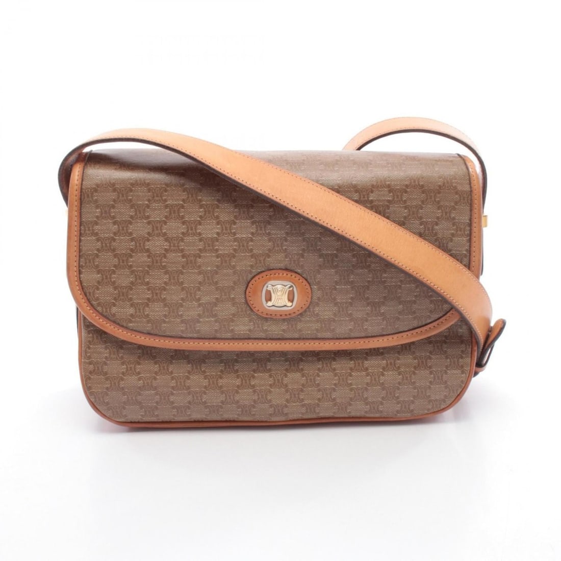 Celine Macadam shoulder bag, handbag, coated canvas and leather, women's, beige brown (1 of 13)