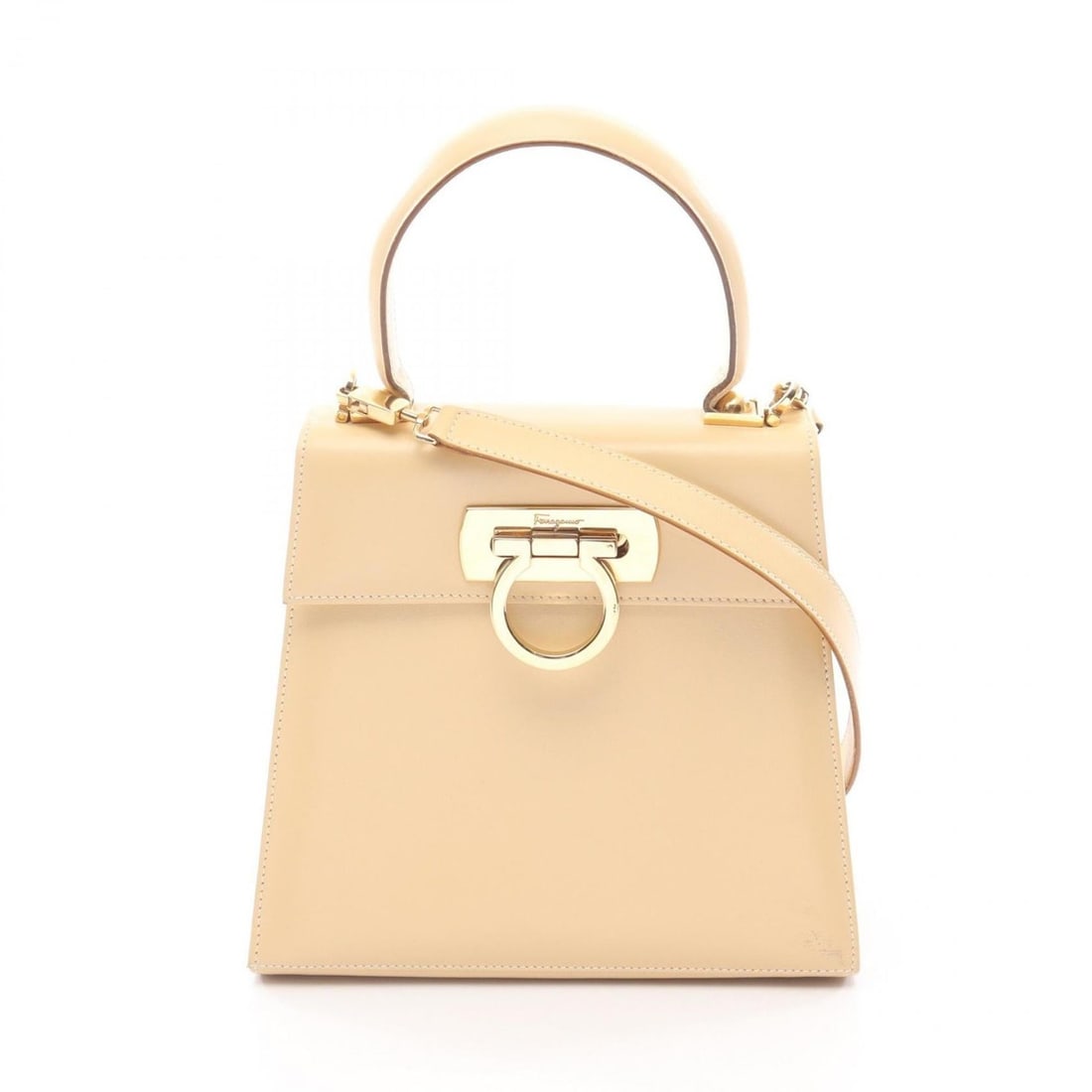 Salvatore Ferragamo Gancini handbag, leather, women's, beige, size 21 2193: --- Catalog ---Category: SizeSize (HxWxD): 18cm x 20cm x 8cm / 7.08'' x 7.87'' x 3.14''Category: DesignType: HandbagColor: BeigeGender: WomenMaterial: Leather Category: GeneralMPN: 21 2193Brand: Salva