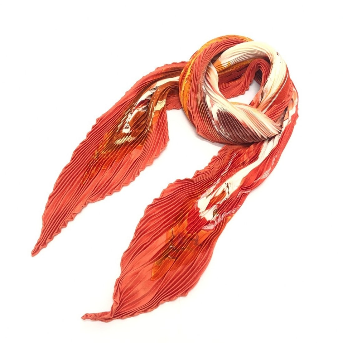 HERMES Pleated Scarf, Carré, "Smiles in the Third Millenary," Silk, Orange, Women's: --- Catalog ---Category: SizeSize (LxW): 90cm x 90cm / 35.43'' x 35.43''Category: DesignType: ScarfColor: OrangeGender: WomenMaterial: Silk Category: GeneralBrand: Hermes--- Item List ---Section: Cond