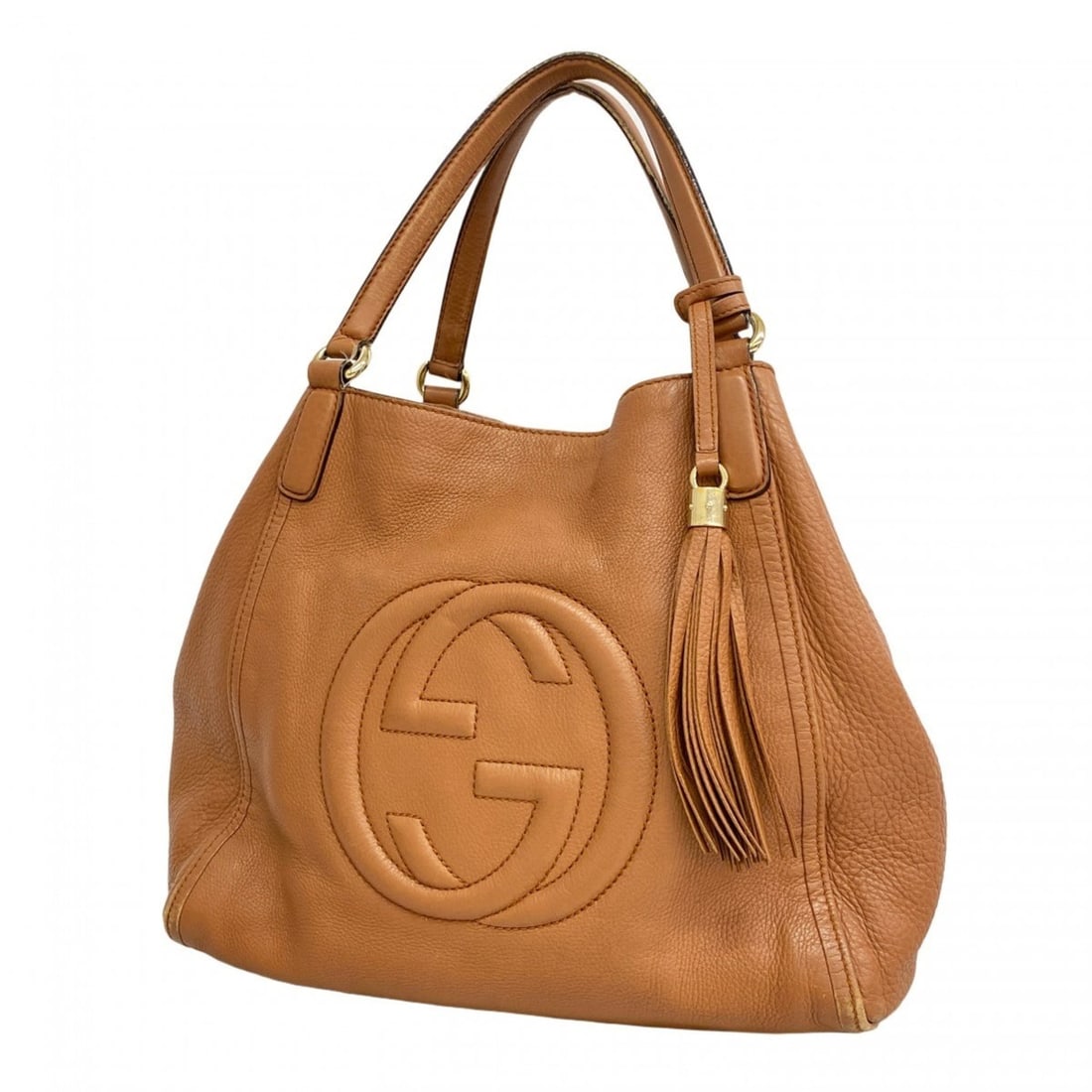 Gucci Soho Tote Bag 282309 Leather Light Brown Champagne P2408503 (1 of 13)