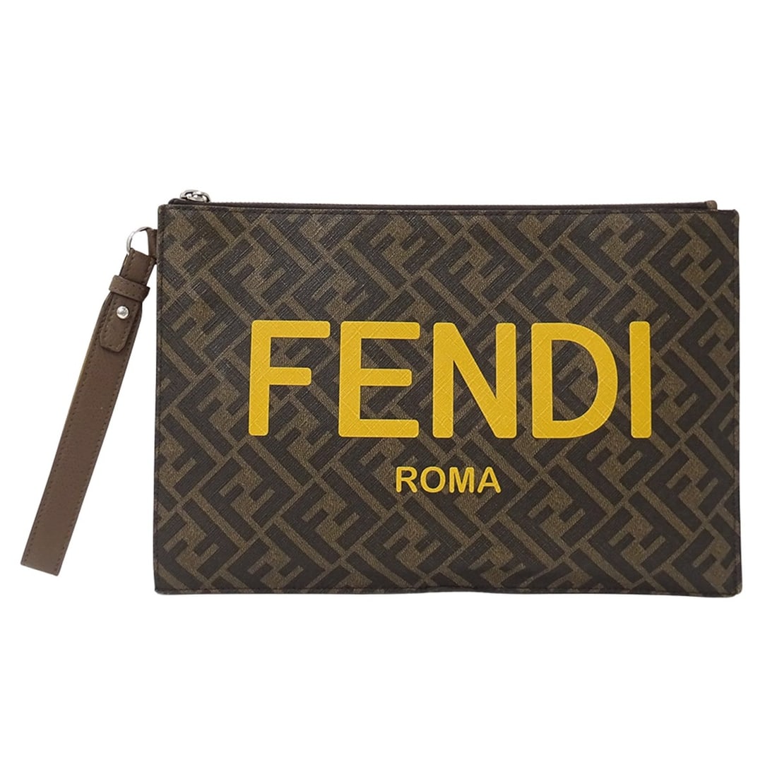 Fendi Men's Handbag, Clutch Bag, Second Zucca, Brown and Yellow, 7N0126: --- Catalog ---Category: SizeSize (HxWxD): 20cm x 30cm x 1cm / 7.87'' x 11.81'' x 0.39''Category: DesignType: Clutch bag, HandbagColor: Brown, YellowGender: MenMaterial: PVC Category: GeneralLine: Zuc