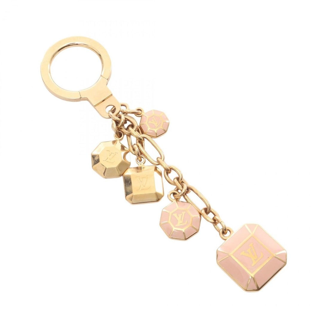 Louis Vuitton Porte-Clés Cabochon Keychain, GP, Women's, Gold and Pink, M66461 (1 of 12)