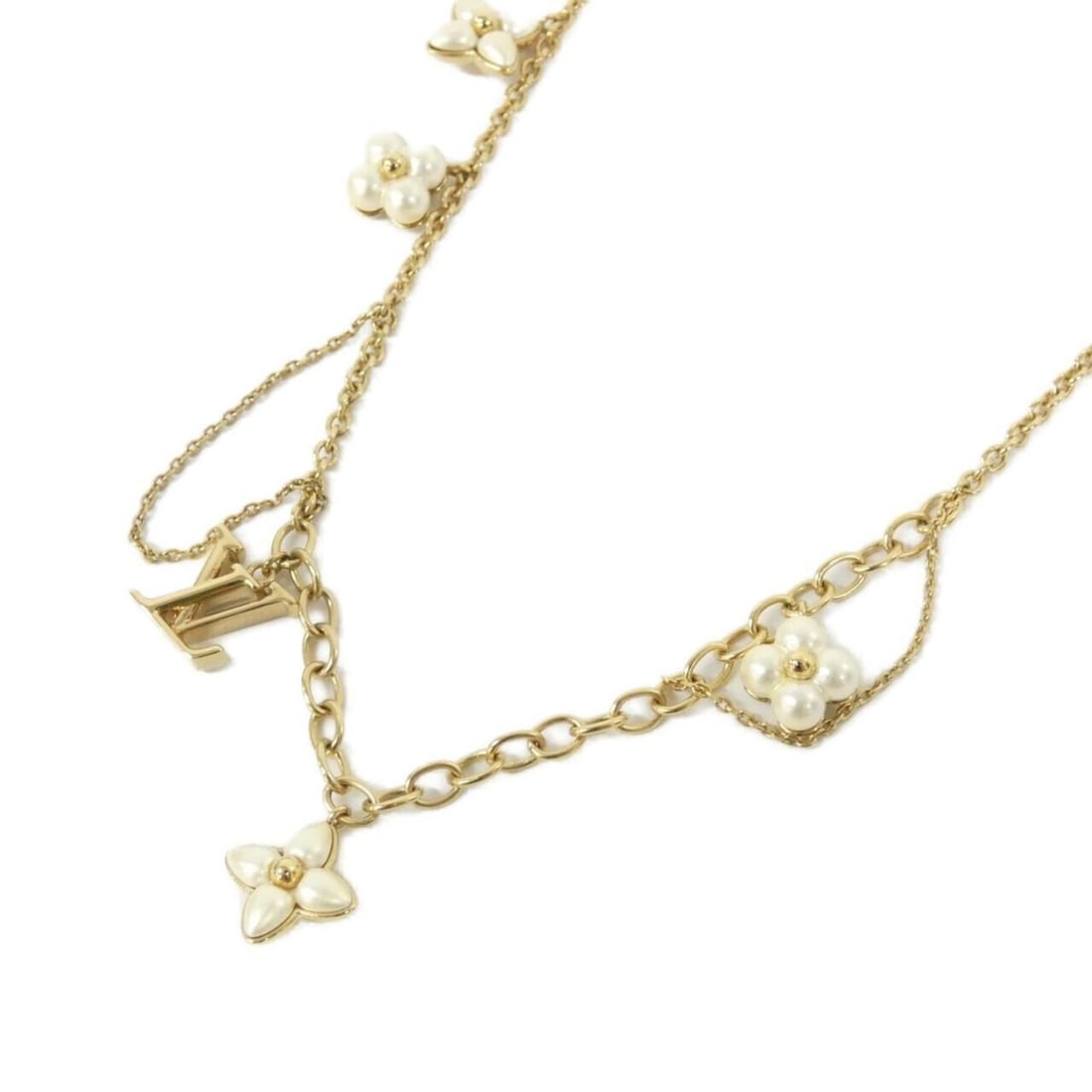Louis Vuitton Necklace LV Floragram M03016: --- Catalog ---Category: SizePendant Size: 10mm x 10mm / 0.39'' x 0.39''Neck Circumference: 36 cm - 44 cm / 14.17'' - 17.32''Category: DesignColor: Gold, WhiteGender: WomenNecklace Type: