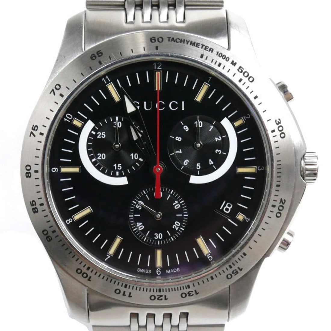 GUCCI G-Timeless Chronograph Watch, Battery-Powered, YA126254/126.2, Men's: --- Catalog ---Category: SizeWrist Size: 20.5cm / 8.07''Case Diameter: 46mm / 1.81''Category: DesignType: WristwatchGender: MenColor (Dial): BlackMaterial (Band): RubberMaterial (Case): Ceramic, Stain