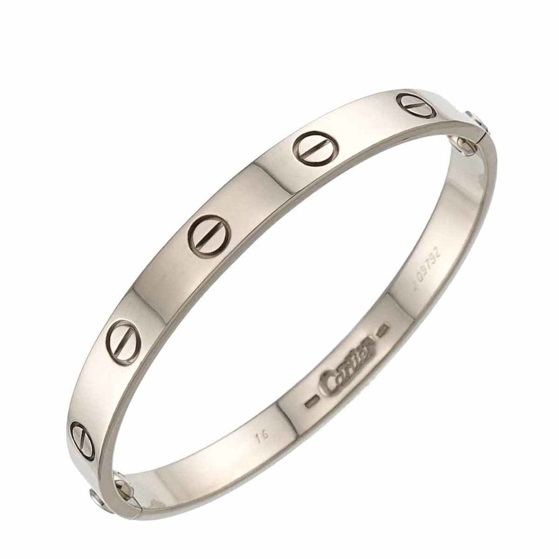 Cartier Love Bracelet #16 18K WG White Gold 750 Bangle: --- Catalog ---Category: SizeLength: 15cm / 5.9''Category: DesignType: BangleGender: Women,MenMaterial: White gold (18K)Category: GeneralBrand: Cartier--- Item List ---Section: ConditionRanking: Rank