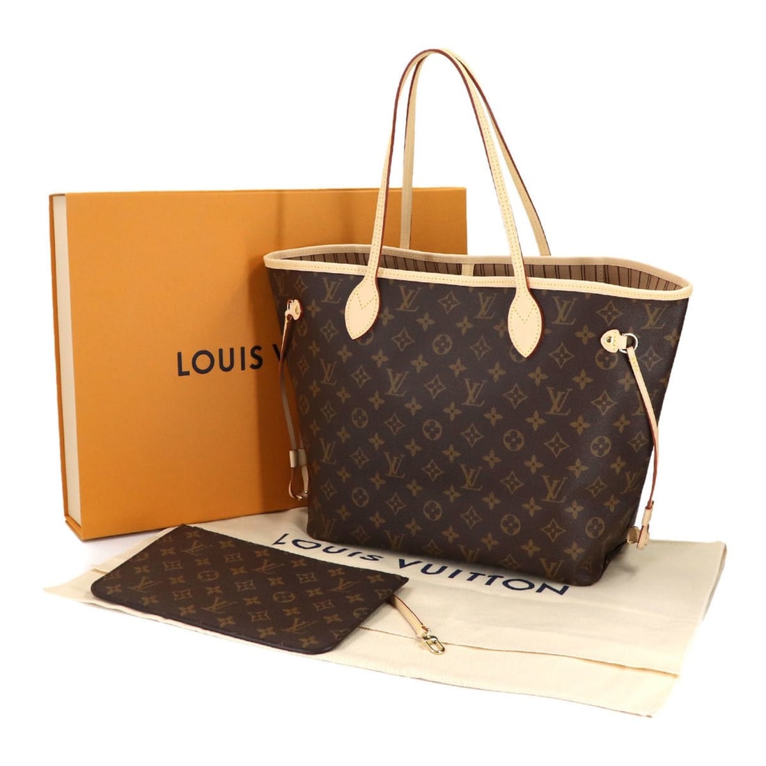 Louis Vuitton Monogram Neverfull MM Tote Handbag in Brown and Rose Beige, M46975, RFID. (1 of 13)