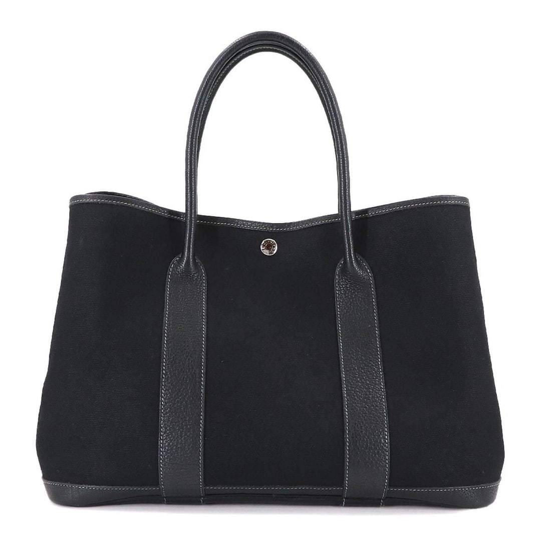 Hermes Hermès Garden Party 36 PM Tote Handbag in Toile Officier Leather, Black, with Silver (1 of 10)