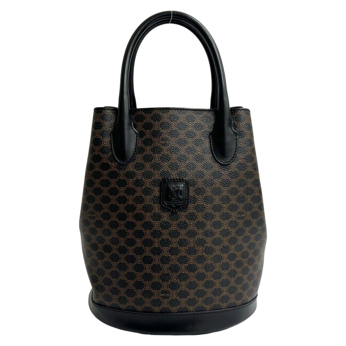 CELINE Macadam Triomphe Leather Handbag Tote Bag Black/Brown 40014 (1 of 10)