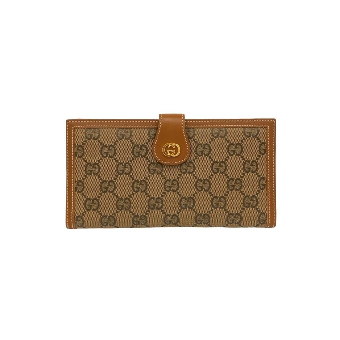 GUCCI Old Gucci GG Leather Canvas Long Wallet Brown 5129c (1 of 14)