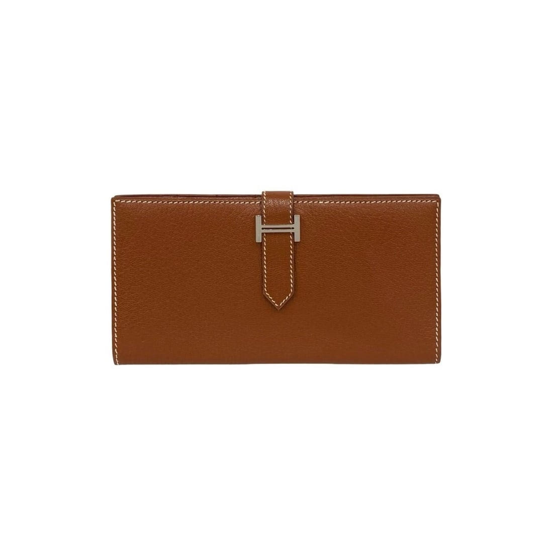 ?K HERMES Hermès Bearn Soufflet Veau Epsom Leather Bifold Long Wallet Brown Gold 37841 (1 of 10)