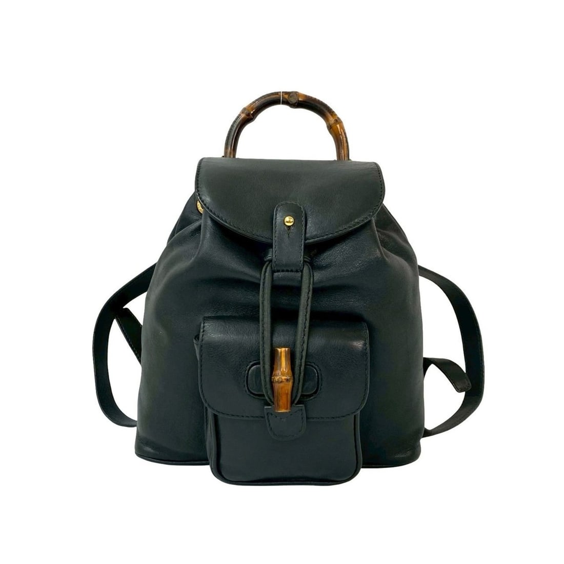 GUCCI Old Gucci Bamboo Leather Mini Backpack in Black 37913 (1 of 10)